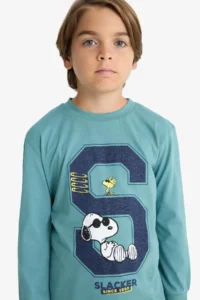 DeFacto Snoopy Pajama Set Long Sleeve Top Long Bottom Boy Child - Image 4
