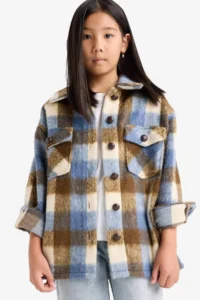 DeFacto Stamp Checked Long Sleeve Shirt Girl
