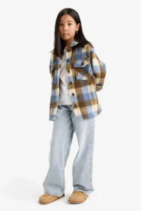 DeFacto Stamp Checked Long Sleeve Shirt Girl - Image 2