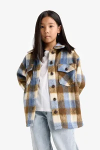 DeFacto Stamp Checked Long Sleeve Shirt Girl - Image 3