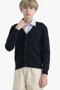 DeFacto V-Neck Buttoned School Knitwear Cardigan Boy