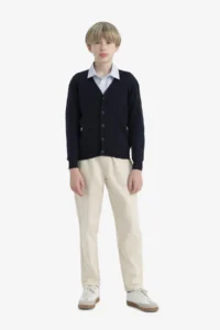 DeFacto V-Neck Buttoned School Knitwear Cardigan Boy - Image 2