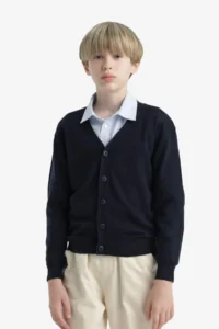 DeFacto V-Neck Buttoned School Knitwear Cardigan Boy - Image 4