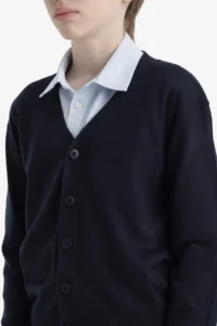 DeFacto V-Neck Buttoned School Knitwear Cardigan Boy - Image 6