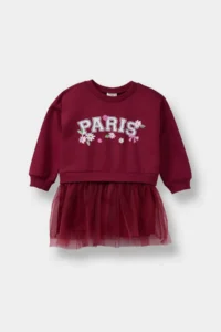 DeFacto Printed School Long Sleeve Tulle Dress Baby Girl