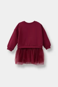 DeFacto Printed School Long Sleeve Tulle Dress Baby Girl - Image 3