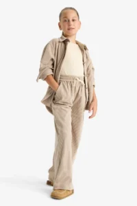 DeFacto Wide Leg Elastic Waist Wide Leg Trousers Girl - Image 3
