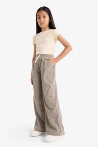 DeFacto Wide Leg Elastic Waist Wide Leg Trousers Girl - Image 3