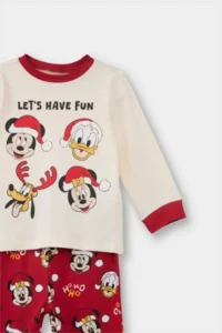 DeFacto Baby Boy Disney Mickey & Minnie Christmas Themed Pajama Set Long Sleeve Top Long Bottom (25 WN) - Image 3