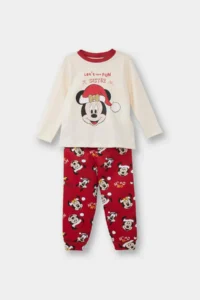 DeFacto Baby Girl Disney Mickey & Minnie Christmas Themed Pajama Set Long Sleeve Top Long Bottom - Image 2