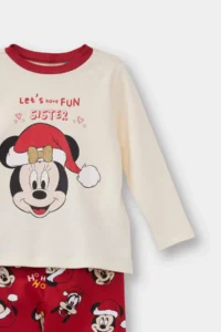 DeFacto Baby Girl Disney Mickey & Minnie Christmas Themed Pajama Set Long Sleeve Top Long Bottom - Image 4