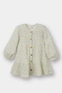 DeFacto Floral Long Sleeve Crinkle Dress Baby Girl