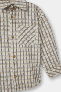 DeFacto Checkered Seersucker Textured Long Sleeve Shirt Baby Boy - Image 2