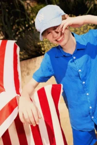 DeFacto Father's Day Polo Neck Linen Short Sleeve Shirt Boy