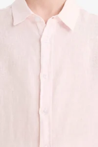 DeFacto Father's Day Polo Neck Linen Short Sleeve Shirt Boy - Image 5