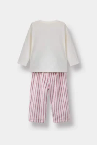 DeFacto Pajama Set Rabbit Printed Long Sleeve Velor Top Striped Long Bottom Baby Girl - Image 4