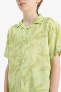 DeFacto Oversize Wide Fit Polo Neck Patterned Viscose Short Sleeve Shirt Boy - Image 5
