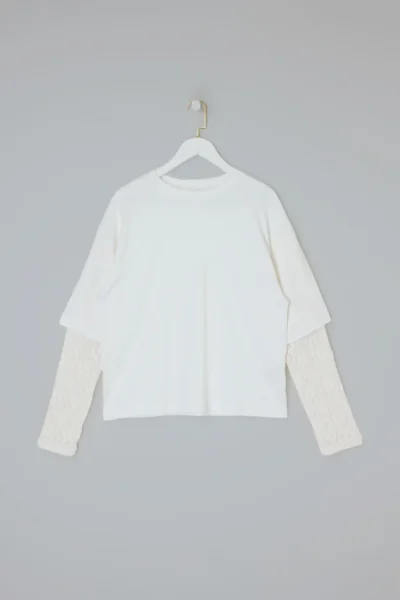 Trendyol Curve Ecru Lace Kol Detailed Plus Size T-Shirt