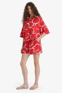 DeFacto 100% Cotton Normal Waist Patterned Short Leg Shorts