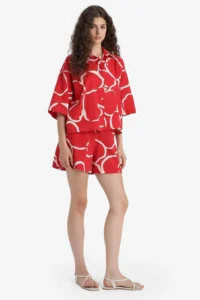DeFacto 100% Cotton Normal Waist Patterned Short Leg Shorts - Image 2