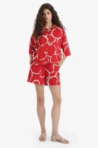 DeFacto 100% Cotton Normal Waist Patterned Short Leg Shorts - Image 3