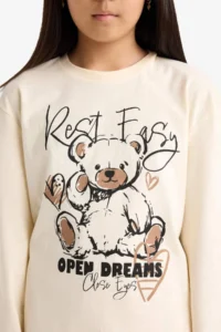 DeFacto Girl's Pajama Set Printed Long Sleeve Top Patterned Long Bottom - Image 5