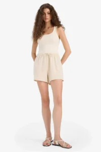 DeFacto Normal Waist Short Leg Linen Blend Shorts - Image 2