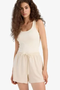 DeFacto Normal Waist Short Leg Linen Blend Shorts - Image 3