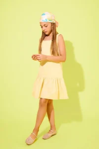 DeFacto Round Neck Flounce Cotton Sleeveless Summer Dress Girl
