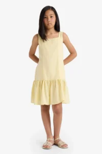 DeFacto Round Neck Flounce Cotton Sleeveless Summer Dress Girl - Image 2