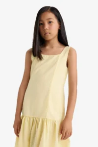 DeFacto Round Neck Flounce Cotton Sleeveless Summer Dress Girl - Image 4