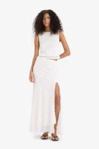 DeFacto A-Line Normal Waist Slit Lace Midi Skirt