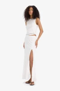 DeFacto A-Line Normal Waist Slit Lace Midi Skirt - Image 2