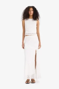 DeFacto A-Line Normal Waist Slit Lace Midi Skirt - Image 3