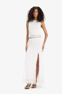 DeFacto A-Line Normal Waist Slit Lace Midi Skirt - Image 4
