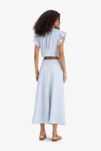 DeFacto A-Line Striped Normal Waist Poplin Maxi Skirt - Image 7