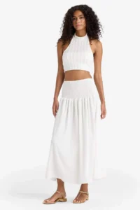 DeFacto A-Line Normal Waist Wrapped White Maxi Skirt - Image 2