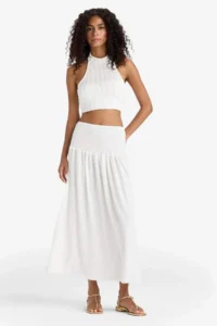 DeFacto A-Line Normal Waist Wrapped White Maxi Skirt - Image 3