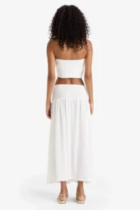 DeFacto A-Line Normal Waist Wrapped White Maxi Skirt - Image 6