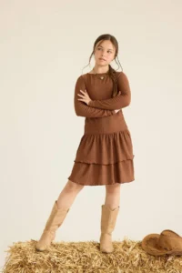 DeFacto Crew Neck Long Sleeve Dress Girls - Image 2