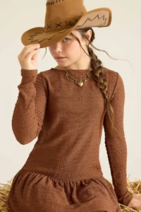 DeFacto Crew Neck Long Sleeve Dress Girls - Image 3