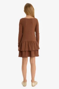 DeFacto Crew Neck Long Sleeve Dress Girls - Image 8
