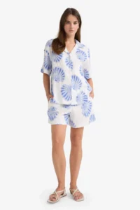DeFacto High Flexible Waist Patterned Muslin Shorts - Image 2