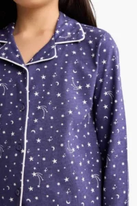 DeFacto 100% Cotton Relax Fit Patterned Elastic Waist Pajama Set Girl Child - Image 5