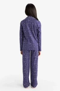 DeFacto 100% Cotton Relax Fit Patterned Elastic Waist Pajama Set Girl Child - Image 6