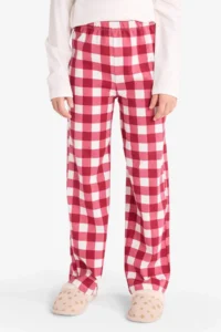 DeFacto Girl's Pajama Set Printed Long Sleeve Top Checked Long Bottom - Image 4