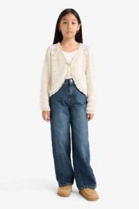 DeFacto V-Neck Front Tie Knitwear Cardigan Girl - Image 2