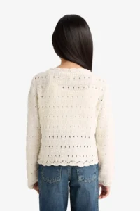 DeFacto V-Neck Front Tie Knitwear Cardigan Girl - Image 3