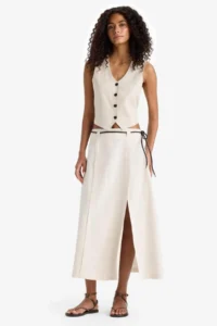 DeFacto Regular Fit High Waist Midi Skirt