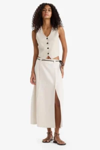 DeFacto Regular Fit High Waist Midi Skirt - Image 2